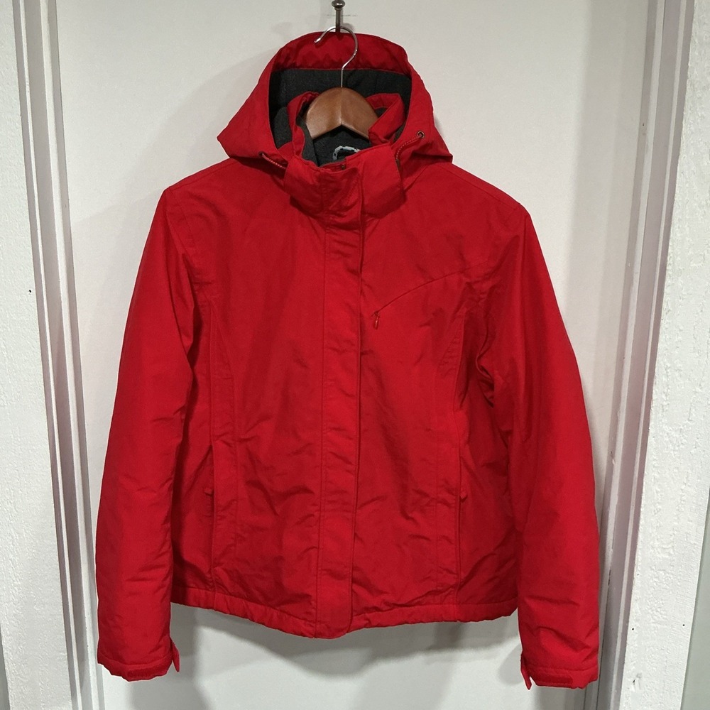 Lands End Squall Winter Fleece Lined Hooded Coat, Red, Medium Petite (10-12)